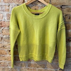 Splendid crochet crewneck sweater neon yellow small